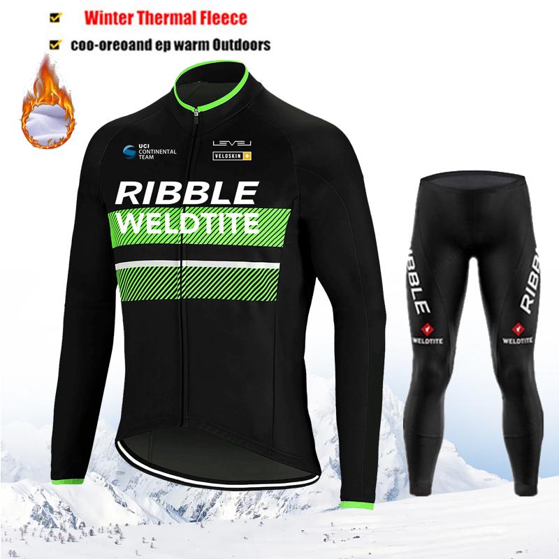 Winter Team Cycling Clothing Thermal Fleece Cycling Clothes Men Jersey Suit Outdoor Riding Bike Ropa Ciclismo MTB Bib Pants Set