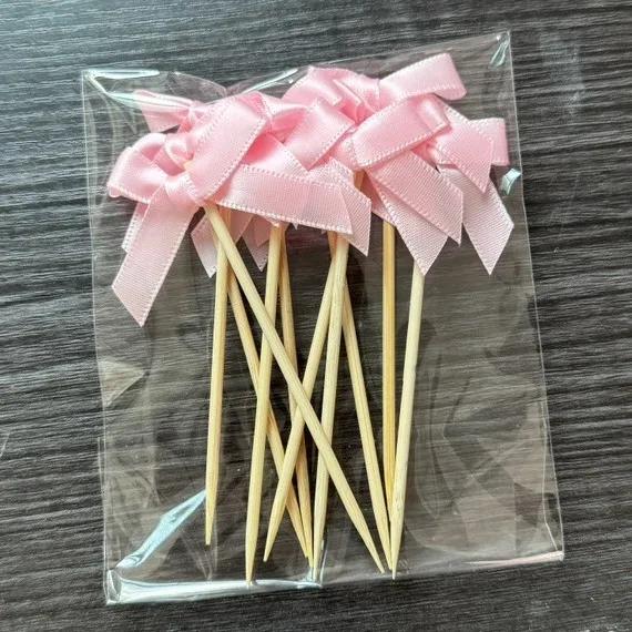 12pcs Pink Bow Cupcake Topper Pink Bow Birthday Decor Coquette Themed Party Decoration Bridal Shower Cake Topper Bow Party Decor