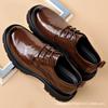 2025 autumn new British business platform big head wide feet black men's shoes