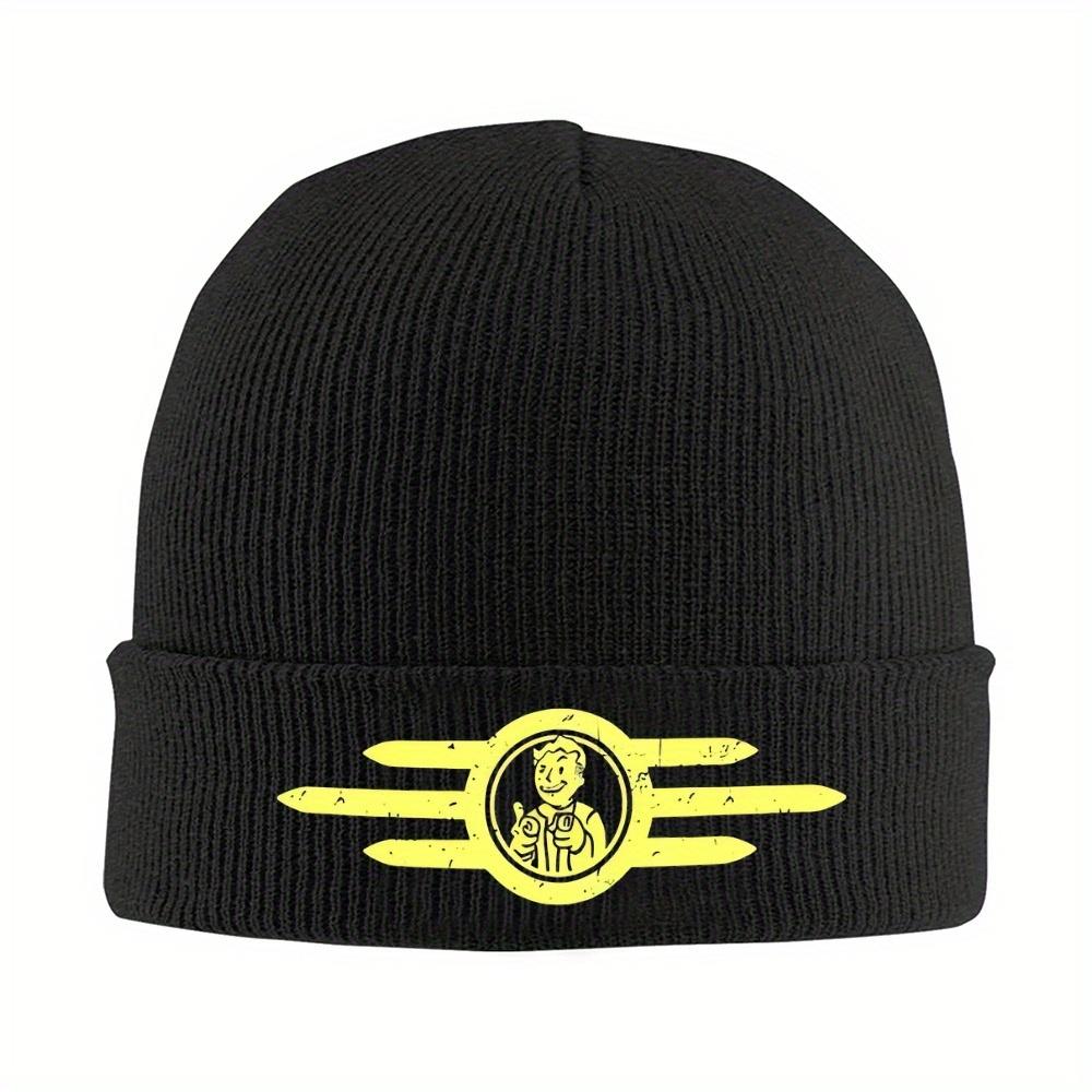 1pc Vault-Tec Beanie Hats Finger Guns Knit Hat Gym Head Wrap Unisex Adult Caps Spring Printed Cool Bonnet Hats Gift Idea