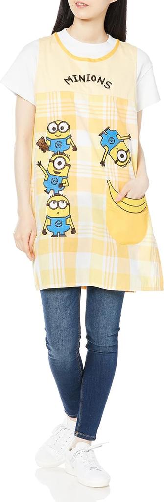 Marushin Minion Apron for Minions Check Cute Character Adult Campus for Nursery School and Kindergarten Women, Pattern, Apron, Size, Style,