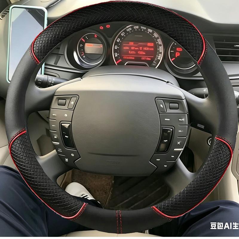 Car Steering Wheel Cover Hand-stitched Black Artificial Leather For Citroen C5 2008 2009 2010-2017 Accessories