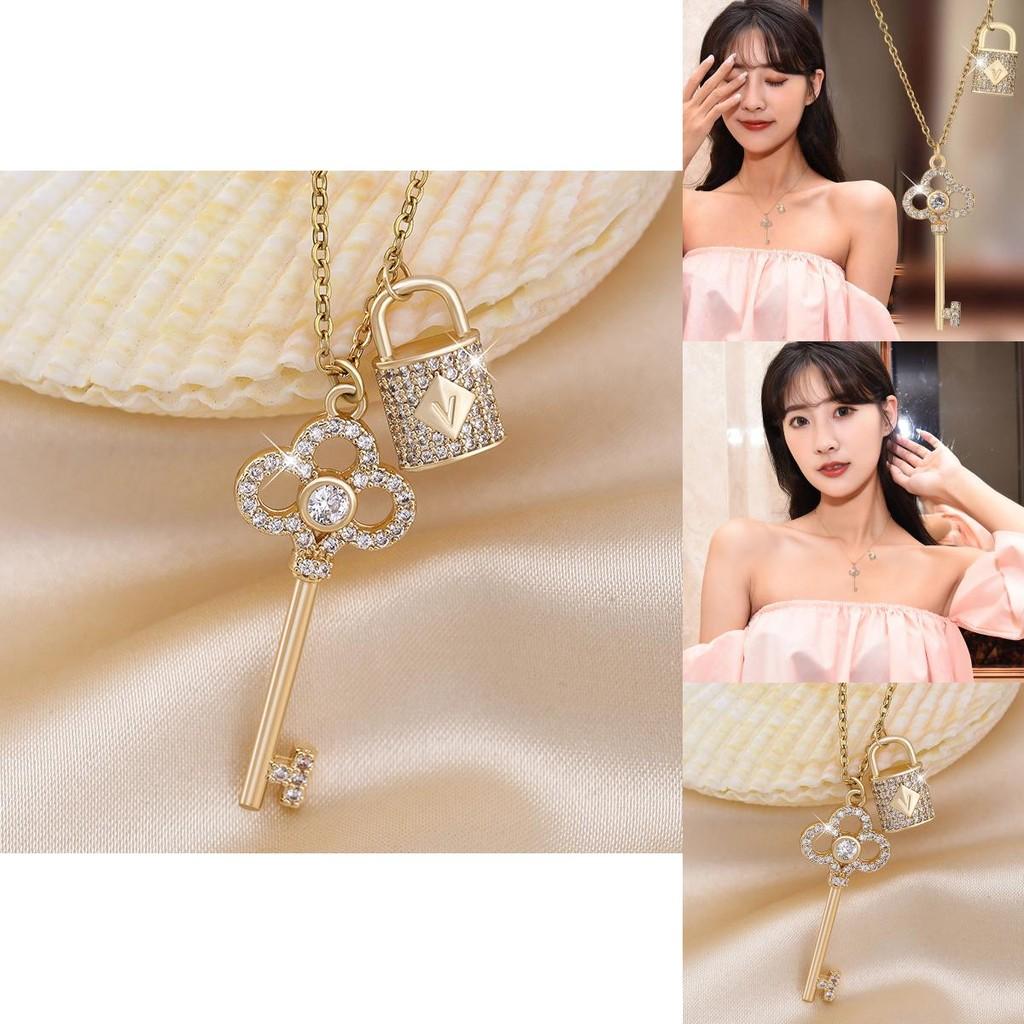 Stylish 2021 Key Lock Zircon Necklace For Women With Elegant Alloy Design And Chic Ins Fashion