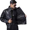 Vestes d'automne et d'hiver en cuir de vache véritable pour hommes, manteaux coupe-vent à col montant pour pilote de moto