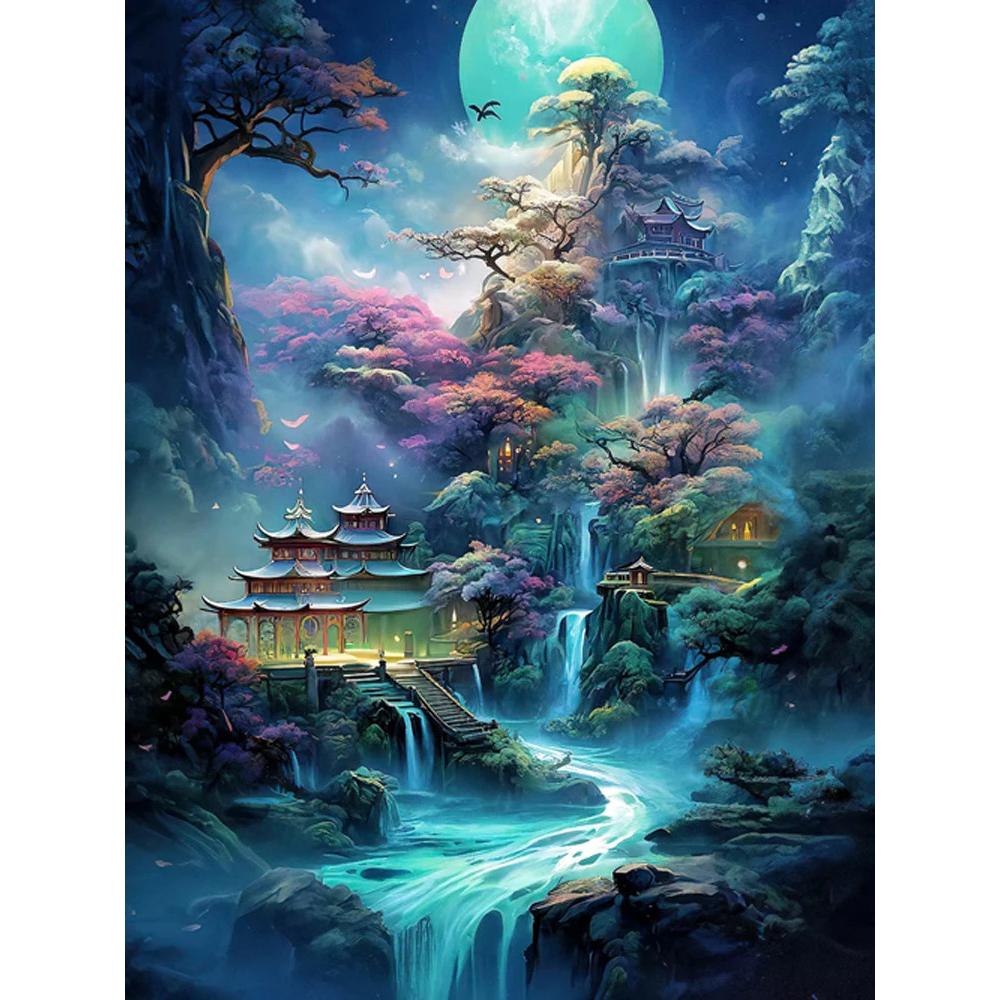 

Полная алмазная мозаика Пейзаж Водопад 5d DIY Вышивка Дом Набор для вышивания крестом Декоративные картины для дома Round 20x30cm