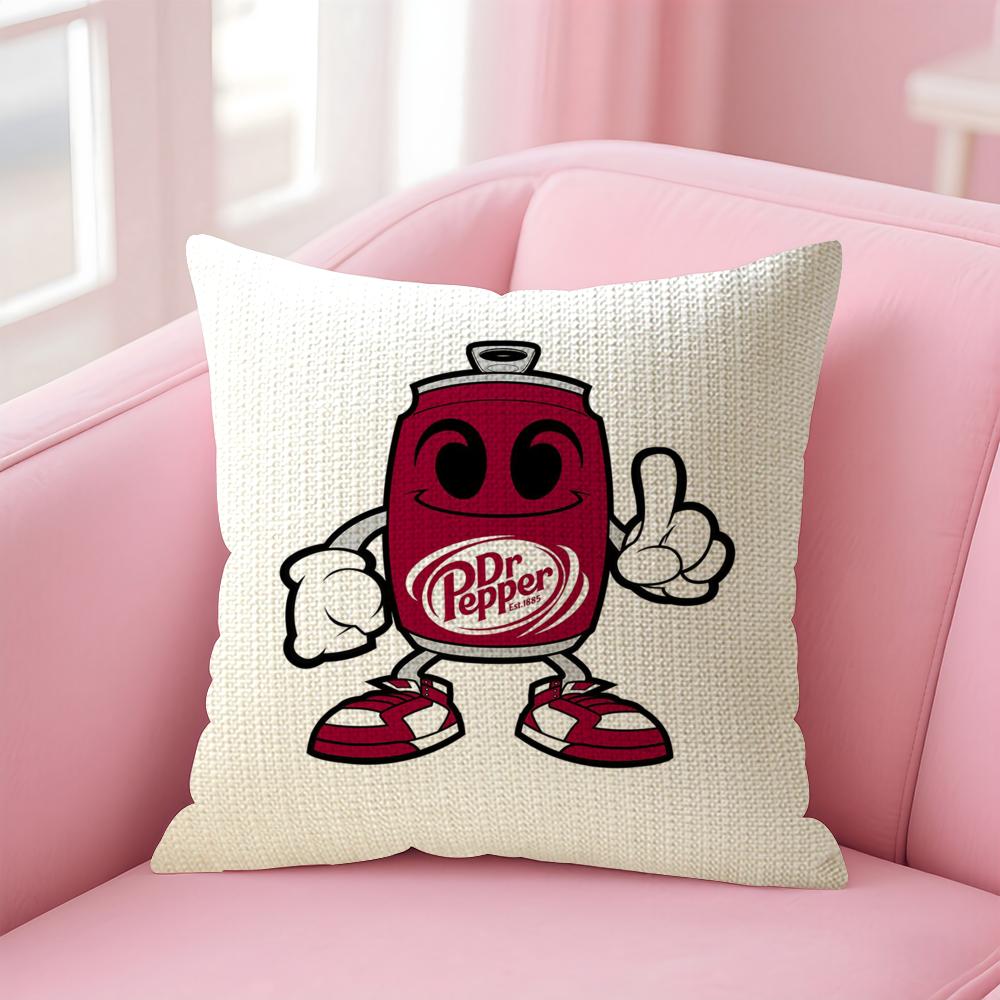 Cherry Drink D-Dr-P-Pepper Cushion Cover Natural Linen Pillow Case Double-Sided Print Decorative Sofa Pillowcase Home Decor Gift