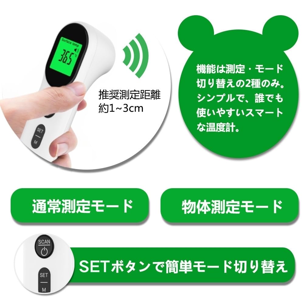 FIDAC Non-Contact Infrared Thermometer, Fast 1-Second Temperature Measurement, 32 Recordings, Non-Contact Electronic Thermometer, Indoor/Outdoor Use (