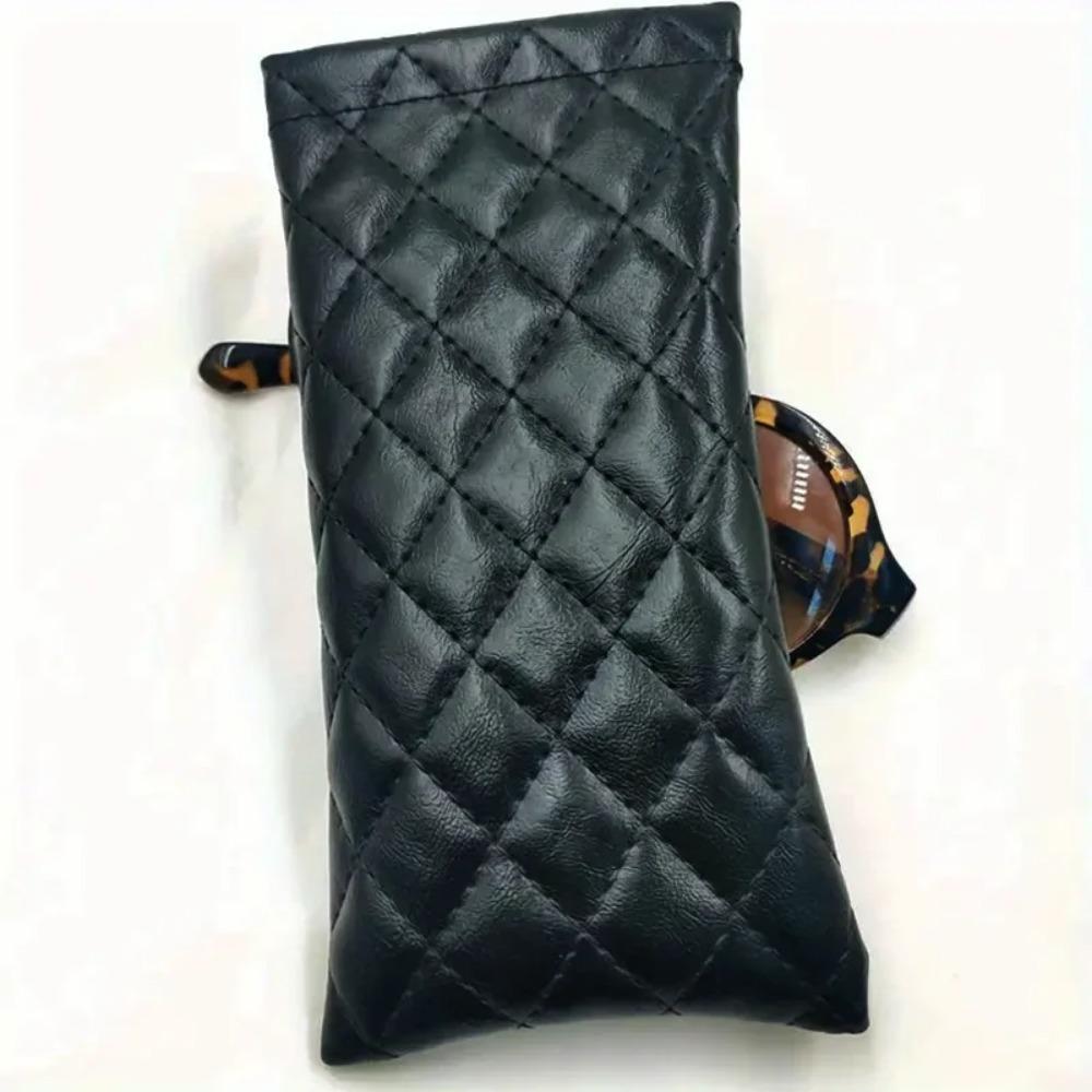 High-end down cotton leather eyewear case, pu spring clip automatic closing portable eyewear and sunglasses storage bag