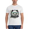 Man and Woman Cotton T-Shirt Casual Bamboo Panda Sunglasses Funny Shirt, White, Medium