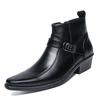 Men Retro Cowboy Boots Leather Shoes Chelsea Boots Pointed Toe Zipper Male Ankle Boots Autumn Winter Shoes