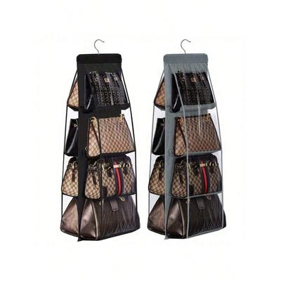 Hanging Purse Handbag Organizer Clear Hanging Shelf Bag Collection Storage Holder Purse Bag Wardrobe Closet Space Saving Organizers