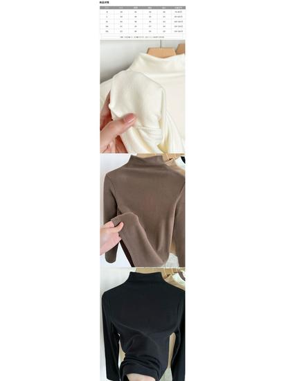 Women's Autumn/Winter Slim Fit T-Shirt: Warm Pure Color Half-Turtleneck Long Sleeve Base Layer