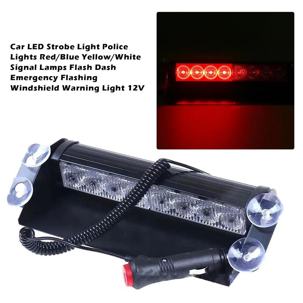 Car LED Strobe Light Police Lights Red/Blue Yellow/White Signal Lamps Flash Dash Emergency Flashing Windshield Warning Light 12V
