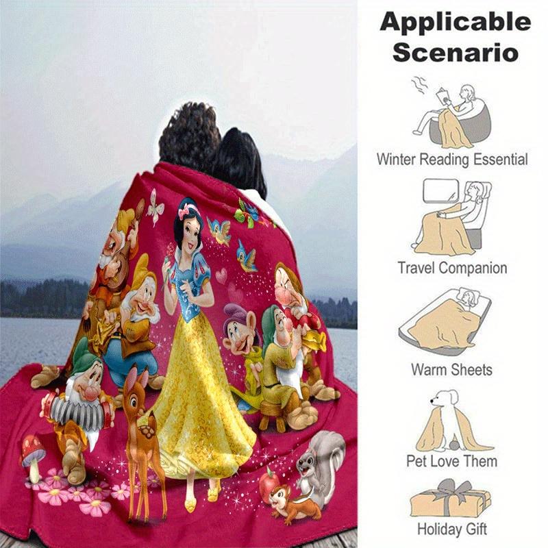 1pc Snow White Printing Blanket - Soft, All-Season Throw for Living Room, Bedroom,Personalized Gift with Adorable Cartoon Design