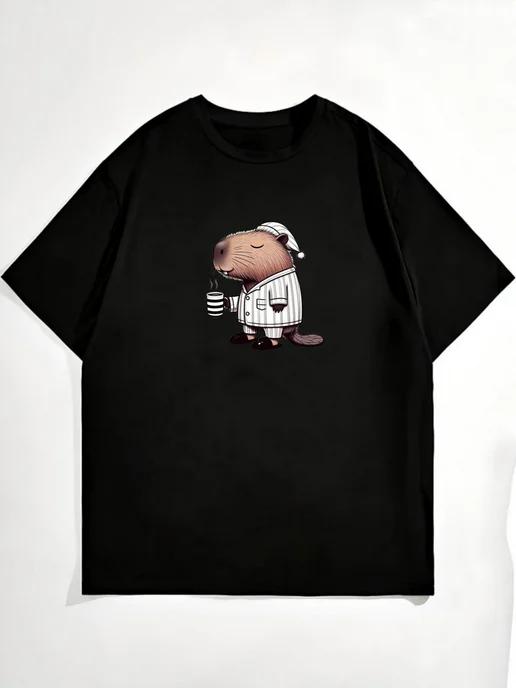 Oversized T-shirt with a capybara print 2XL