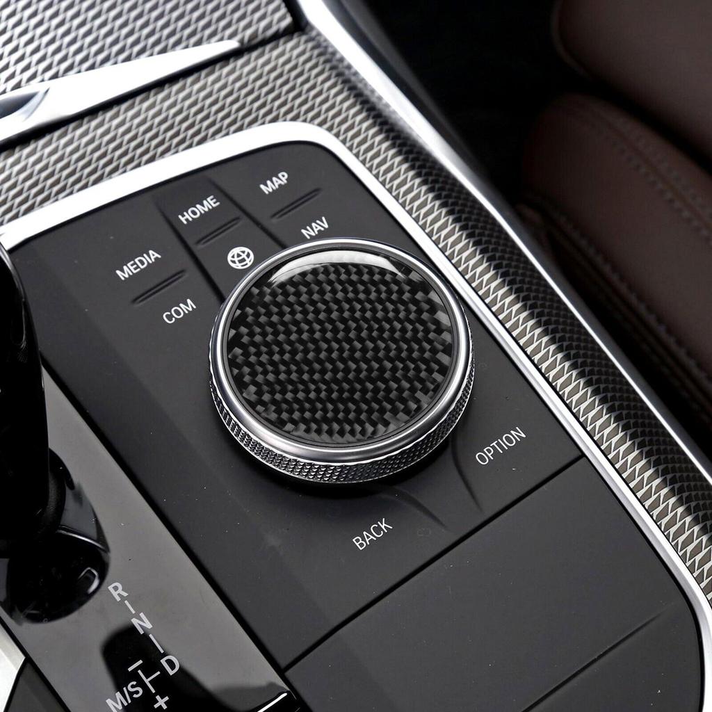 Real Carbon Fiber Console Multimedia Knob Cover For BMW 3 Series G20 G28 -20
