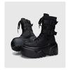 Fashion Women Ankle Booties Autumn Leather Chunky Shoes Woman High Platform Breathable Sneakers 9CM Thick Sole Wedges Motorcycles Boots