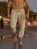 Men's Solid Color Drawstring Cotton Linen Casual Beach Pants - 2025 European Style