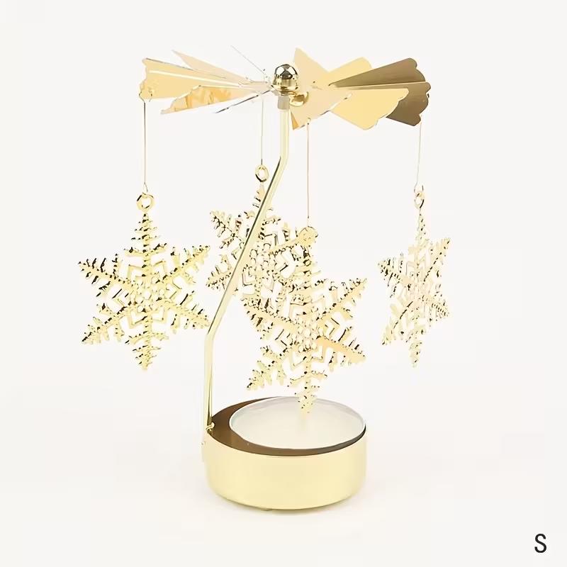 Carousel r-rose/Angel/Christmas Tree, Metal Tea Lamp Carousel Christmas, Table Decoration Rotating Candlestick, Christmas Decora