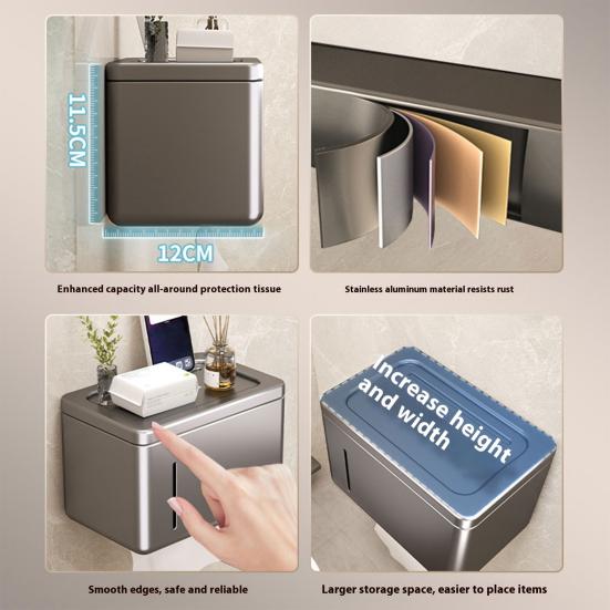 Napkin Storage Box Wall Mounted Waterproof Toilet Paper Holder Non-drilled Easy Installation Bathroom Organizer