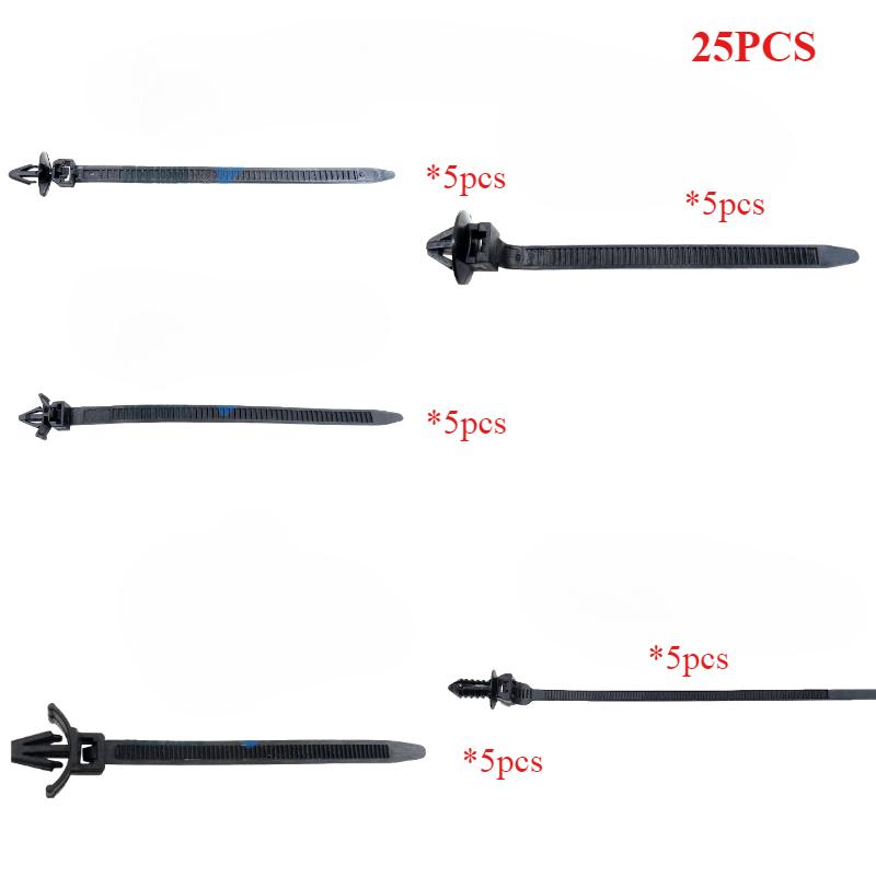 

Automotive Nylon Cable Clamps with Hose Fasteners 25pcs Heavy Duty Wire Straps Locking Flanges for Car Engine Pipe Fixing 25PCS