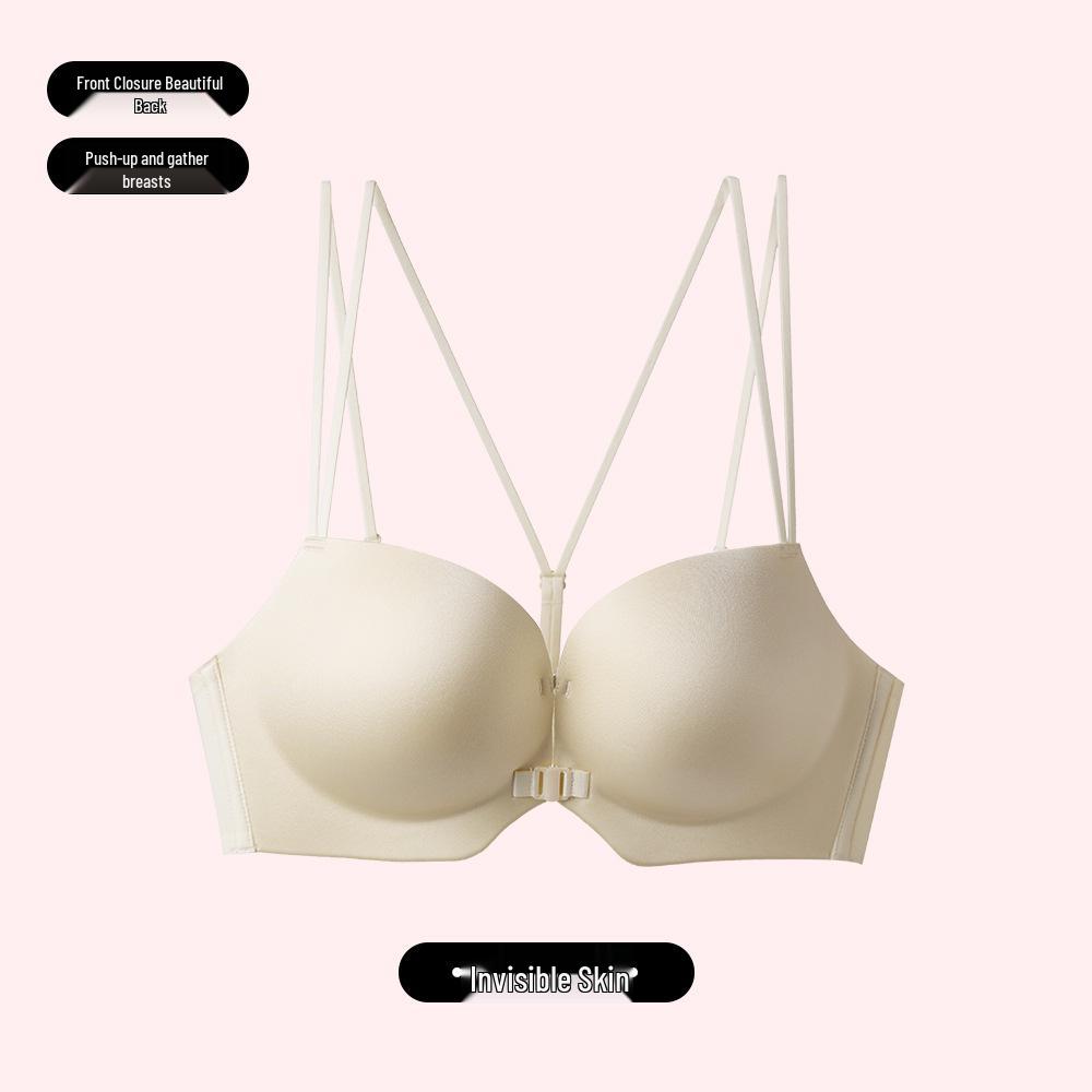 Enhancing Push-Up Front-Closure Bra: Seamless, Wire-Free, Petal Cup Design for Small Breasts XL