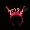 Plastic 2024 Happy New Year Headband LED Glow New Year Headdress LED Glow Headpiece  New Year Gift