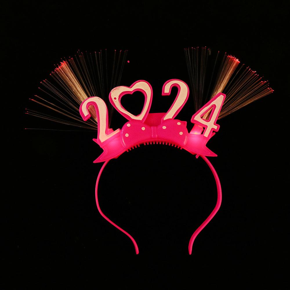 Plastic 2024 Happy New Year Headband LED Glow New Year Headdress LED Glow Headpiece New Year Gift