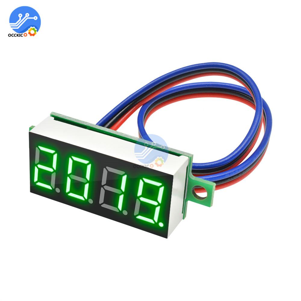 DC0-100V 0.36" Voltmeter 4 Digit Display High Accuracy Car Voltage Tester 3 Wire Red Green Blue LED 12V 48V 60V Battery Detector
