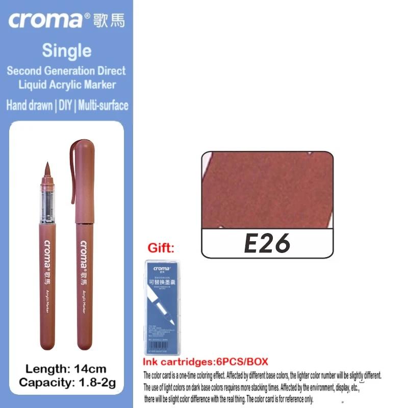 Croma 160/1 Farben Nachfüllbares Direktflüssig-Acrylmarker-Set mit Weicher Spitze, Waschbarer Aquarellpinsel Schulausstattung