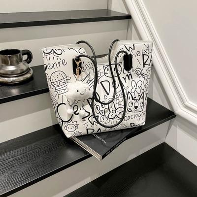 Graffiti Portable Tote Bag Women's 2025 Autumn and Winter New Casual Shoulder Bag Large Capacity Underarm Bag Crossbody