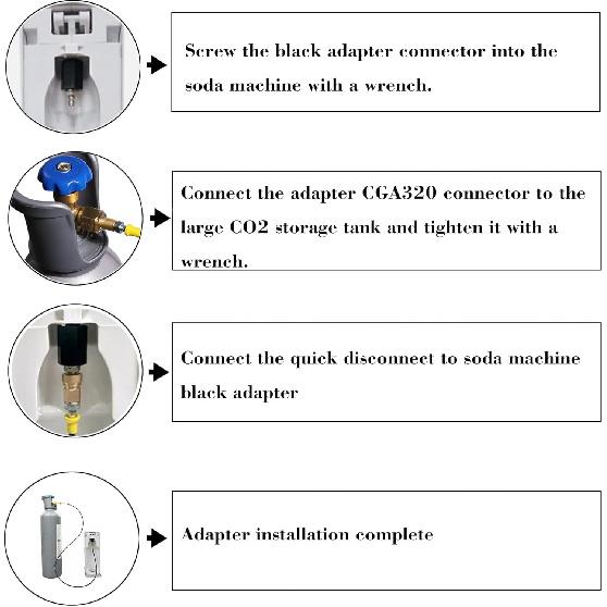 60in New Upgraded CGA320 Co2 Tank adapter connects directly to the soda machine, Adapter for TR21-4 Soda Water Machine Compatible with Fizzi/One