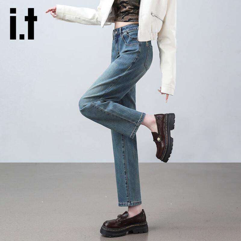 Izzue It Women's Blue Slimming High-Waist Straight Leg Ankle Jeans