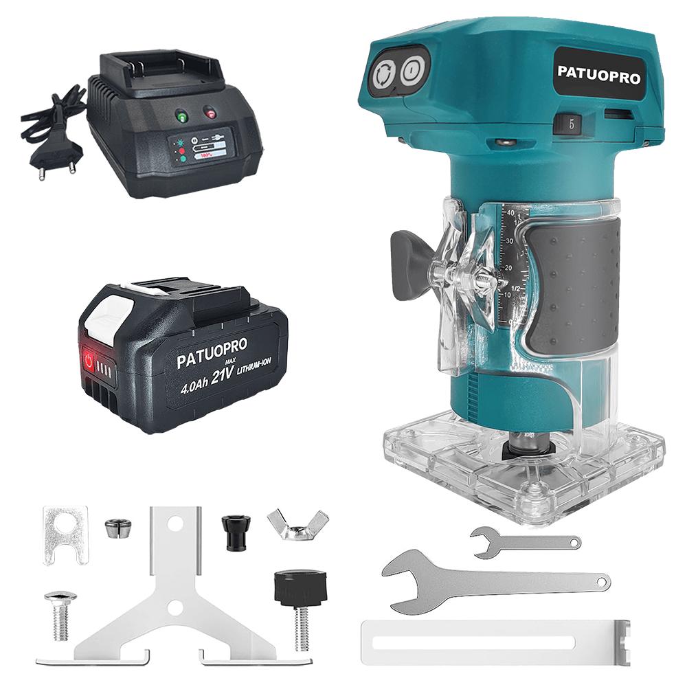 PATUOPRO 5-Speed Brushless Electric Trimmer Cordless Router Slotting Circling Carving Trimming Power Tool For Makita 18V Battery
