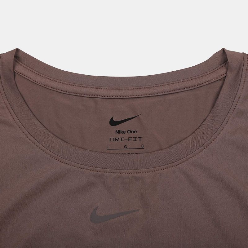 Nike Dri-Fit Casual Sportowa Moda Prosty T-shirt z Krótkim Rękawem Damskie Topy Brązowy FN2799233