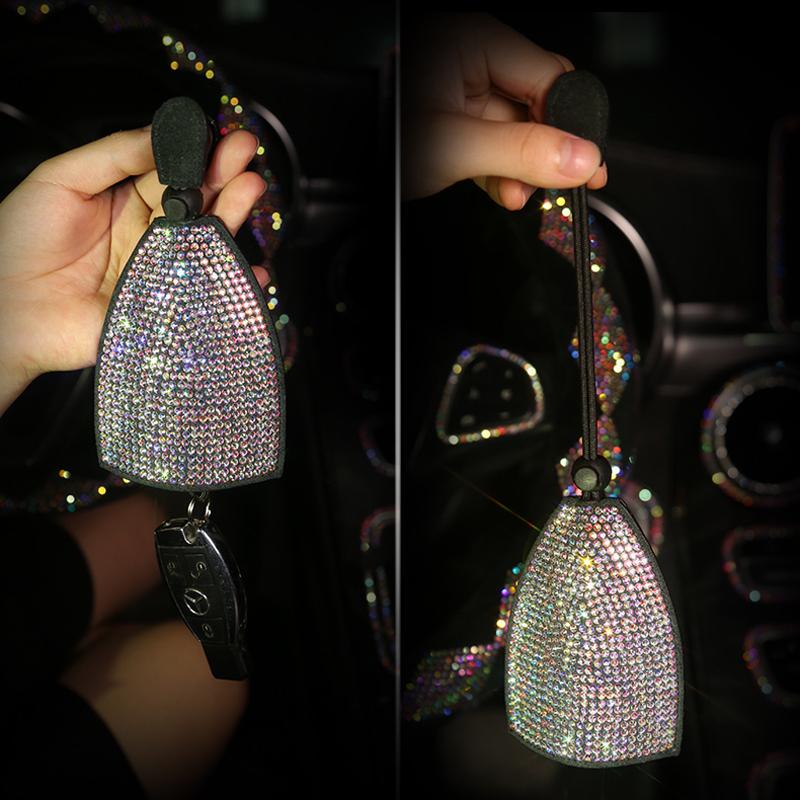 Universal Rhinestone Key Case for Women Car Accessories Bling Diamond Keychian Fob Cover Holder Keyring for VW Bmw Benz Etc