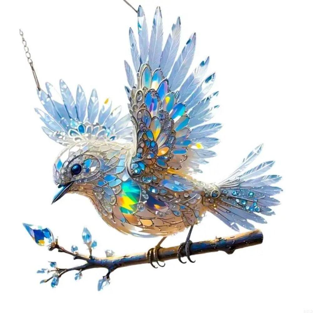 2D Flat Bird Hangings Pendant Sky Stained Art Ornaments Window Hanging Bird Acrylic Home Decoration Bluebirds Suncatchers