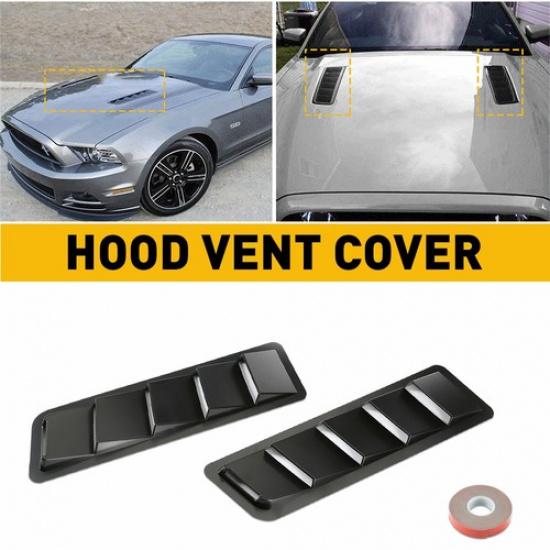 Glossy Black Universal Car Bumper Hood Vent Louver Scoop Cover Air Flow Intake V