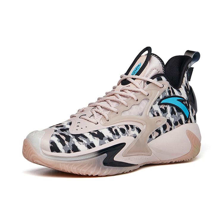 ANTA Shock Wave 3 Pro Basketball Shoes Men's Mid Top Lotus Gray/Wheat Color/Ivory White 112221619-3