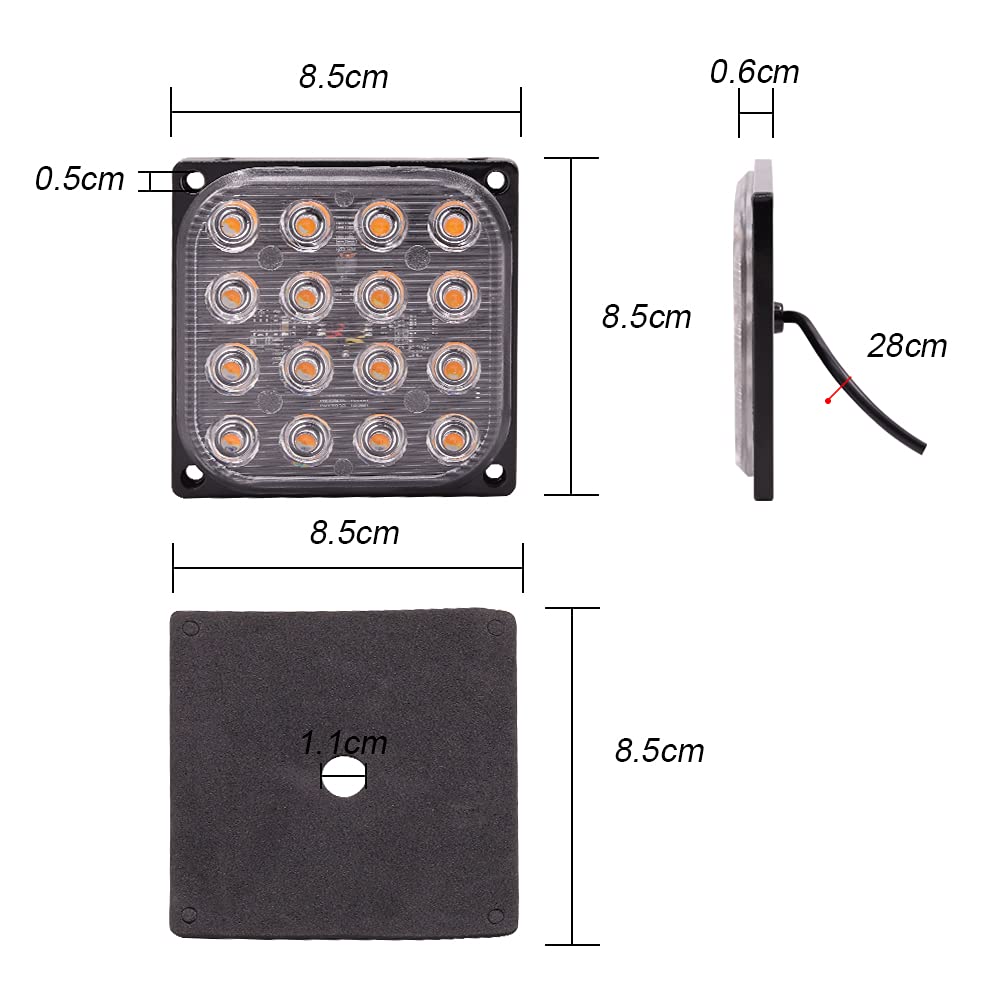 Truck Warning Strobe LED Emergency Flashing 16 Emergency Grille Side Marker Custom Set of 2 X-STYLE Lights, Red, Hi/Lo, Strobe, Warning, LEDs,