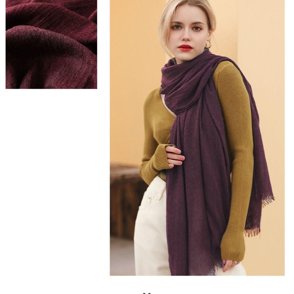 Solid Color Scarf Sun Protection Wrap Hijab Summer Pashmina Women Men