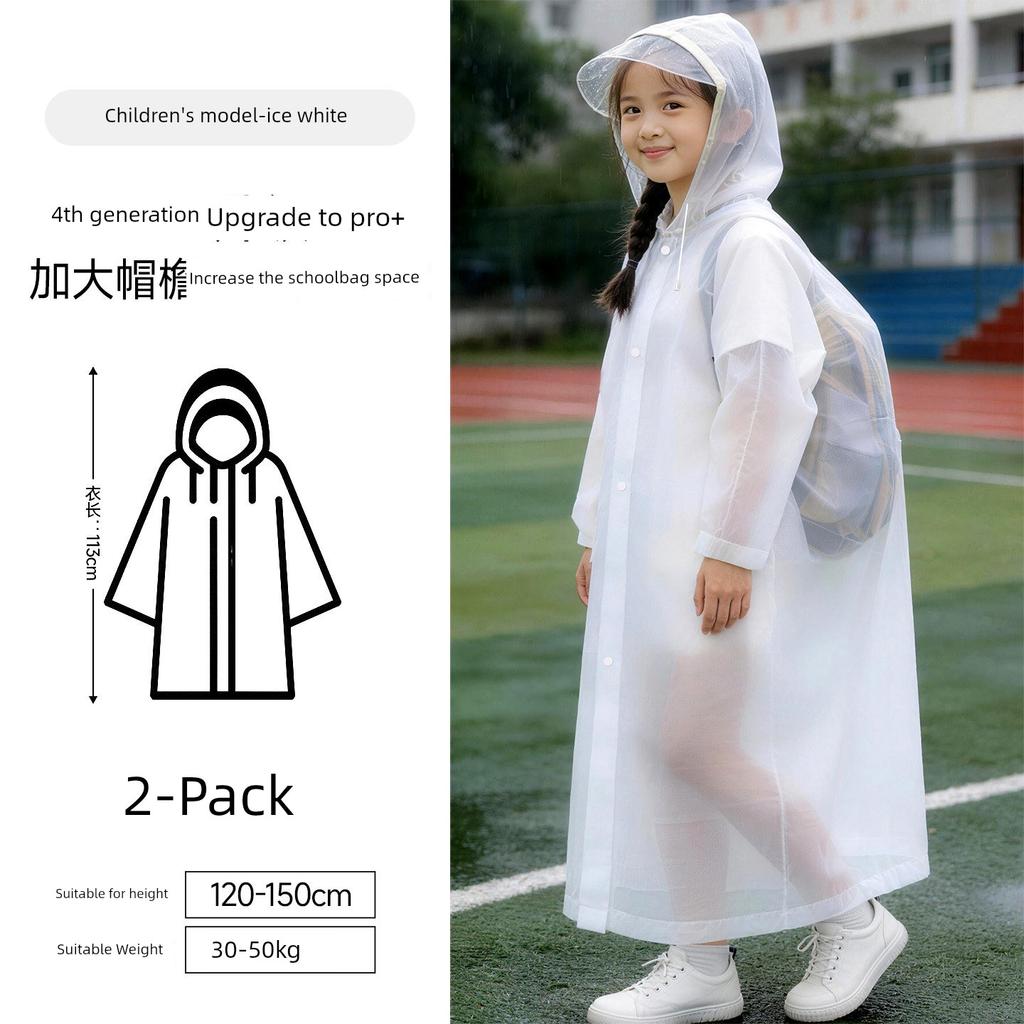 2026 New Model Children's Disposable Raincoat, Can Be Worn over a Backpack, for Boys and Girls Going to School, Rainproof, Thickened, Portable
