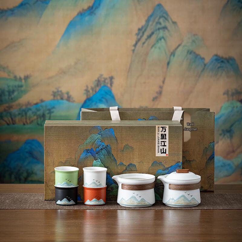Forbidden City Rivers and Mountains Ceramic Travel Tea Set