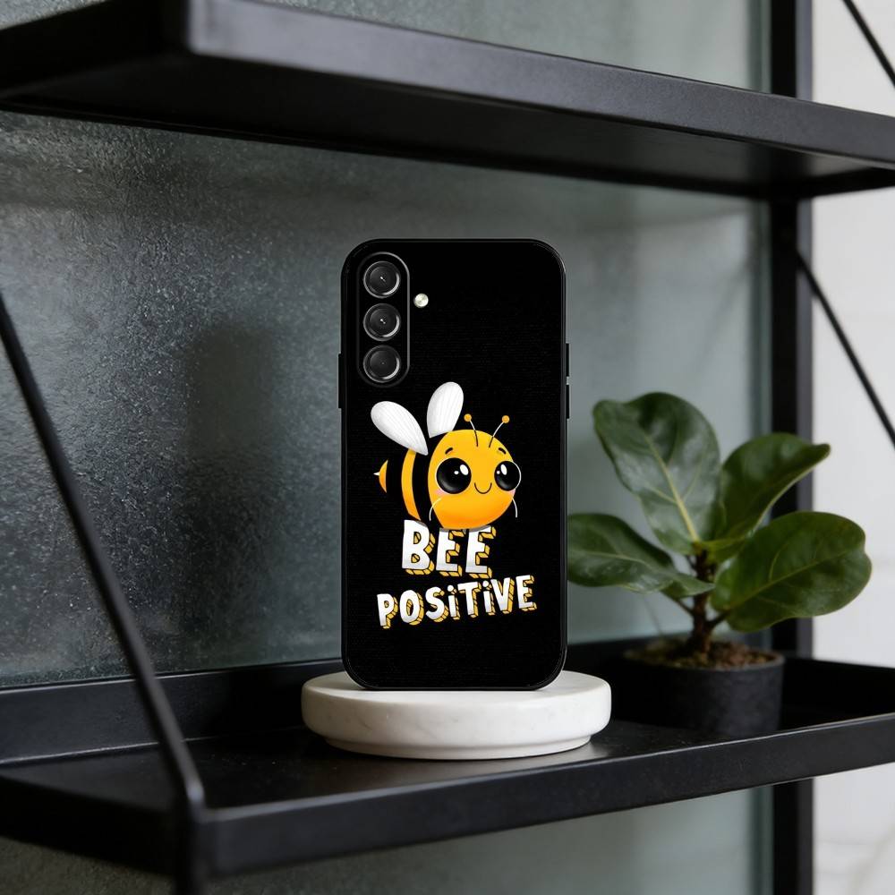 C-Cute Cartoon Bee Phone Case For Samsung Galaxy A73,A21s,A22,A31,A52,A53,A71,A41Soft Black Shell