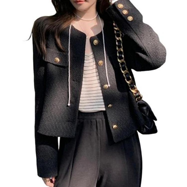 Fall Spring Women Cardigan Coat Single Breasted Long Sleeve Solid Color Loose OL Commuting Style Dating Shopping Jacket