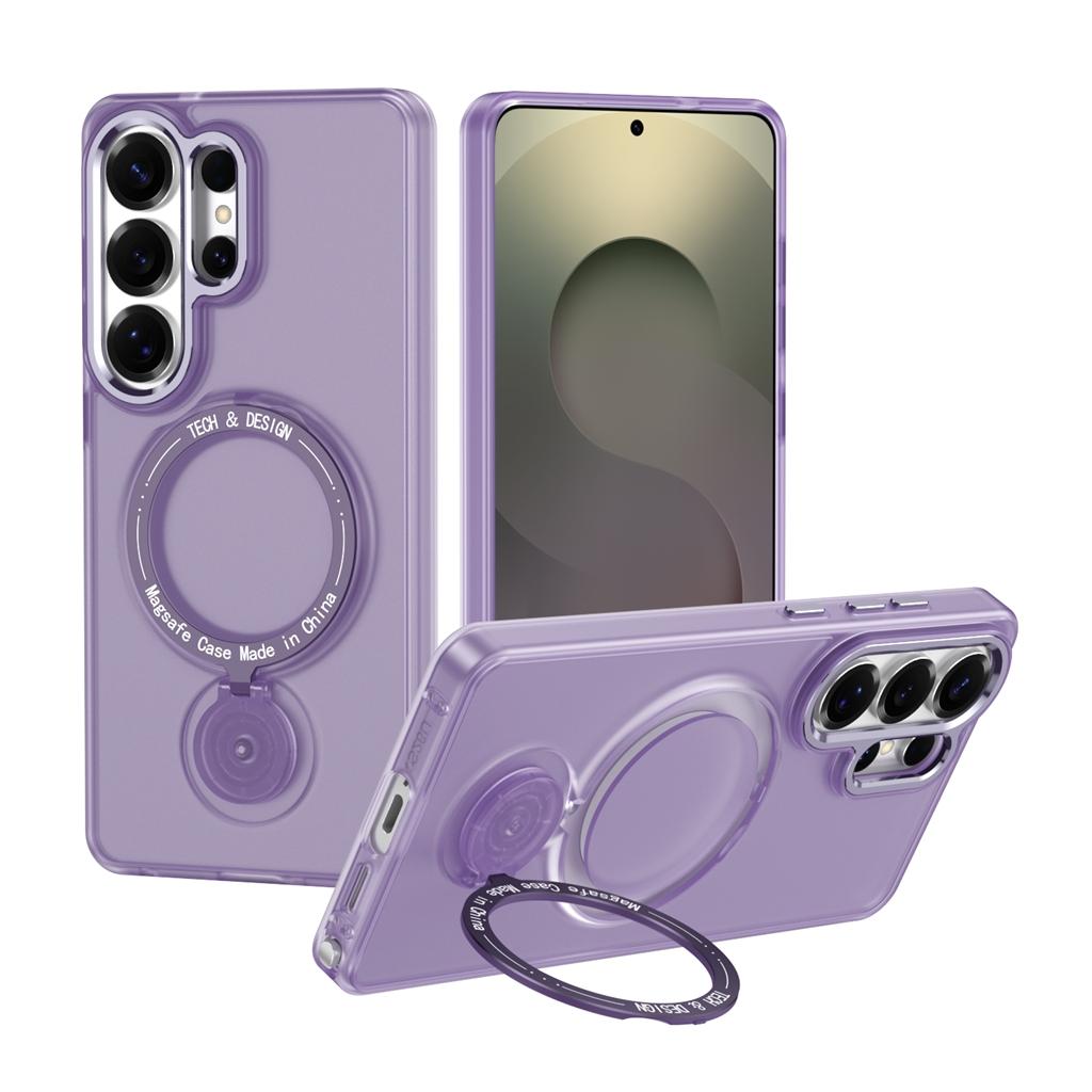 360° drehbarer magnetischer Ständer, halbtransparente, mattierte, stoßfeste Handyhülle für Samsung Galaxy S26 Ultra S25 S24 Plus
