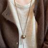 Maillard Coffee Heart Pendant Necklace - Women's Autumn/Winter Stone Sweater Chain