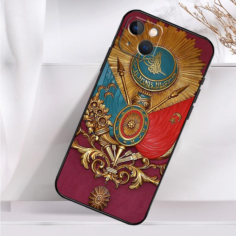 Capa com brasão de armas do Império Otomano para iPhone 14 16 15 Pro Max 11 12 13 Mini 7 8 Plus X XR XS MAX Capa macia à prova de choque