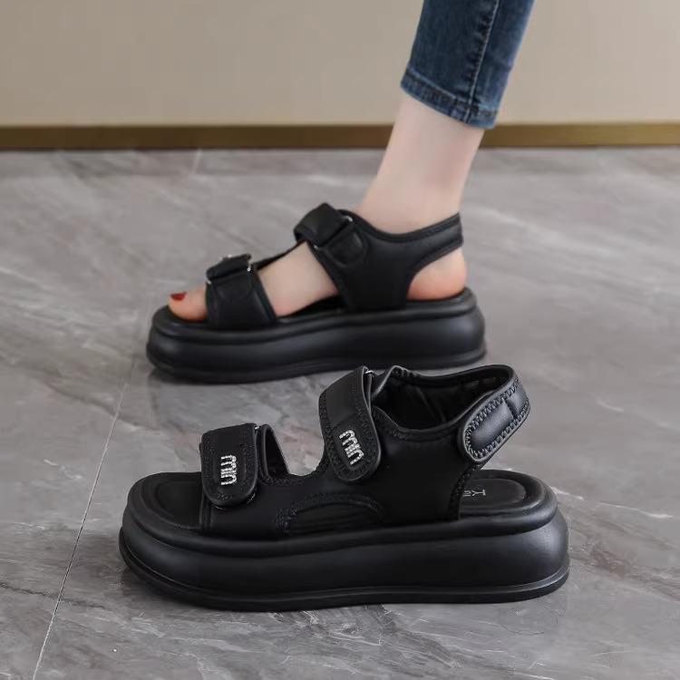 Sports sandals women's 2025 new summer fashion versatile thick-soled Velcro soft-soled non-slip beach Roman sandals