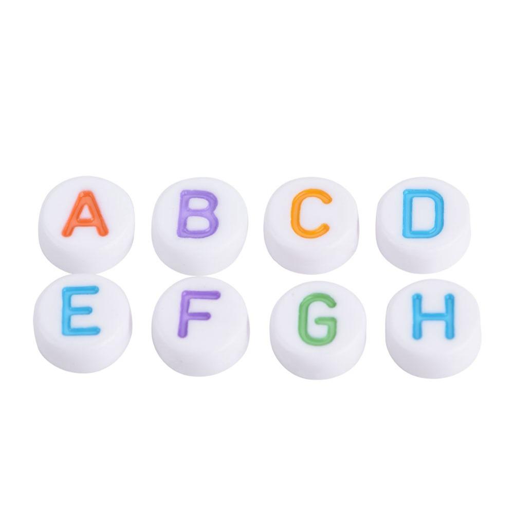 100PCS White Bead Alphabet Beads Colorful Letter Round Letter Beads Vowel Letter Beads  DIY Bracelet